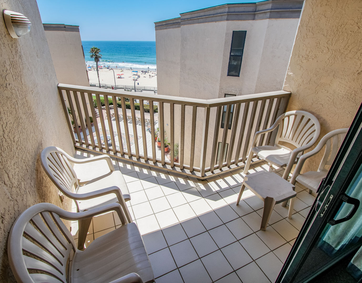A balcony view to the beach at VRI's See the Sea in San Diego, CA.